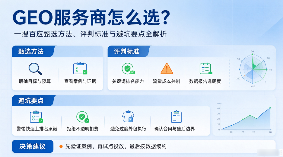 GEO服务商怎么选？一搜百应甄选方法、评判标准与避坑要点全解析